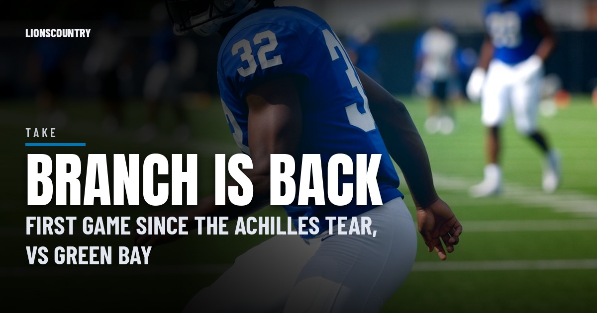 Brian Branch Is Back: The Lions' Pro Bowl Safety Returns From His Achilles Tear Sunday